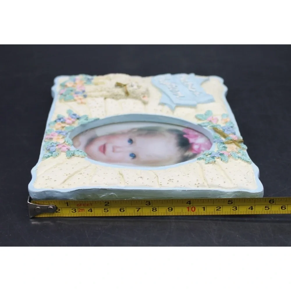 Baby's Baptism Photo Frame 7.5x6 Resin Lamb Floral 4x3 Oval Picture Religious